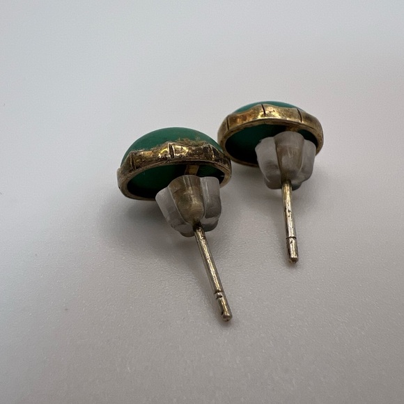 Vintage Gold Plated Turquoise Stud Earrings - Picture 3 of 3
